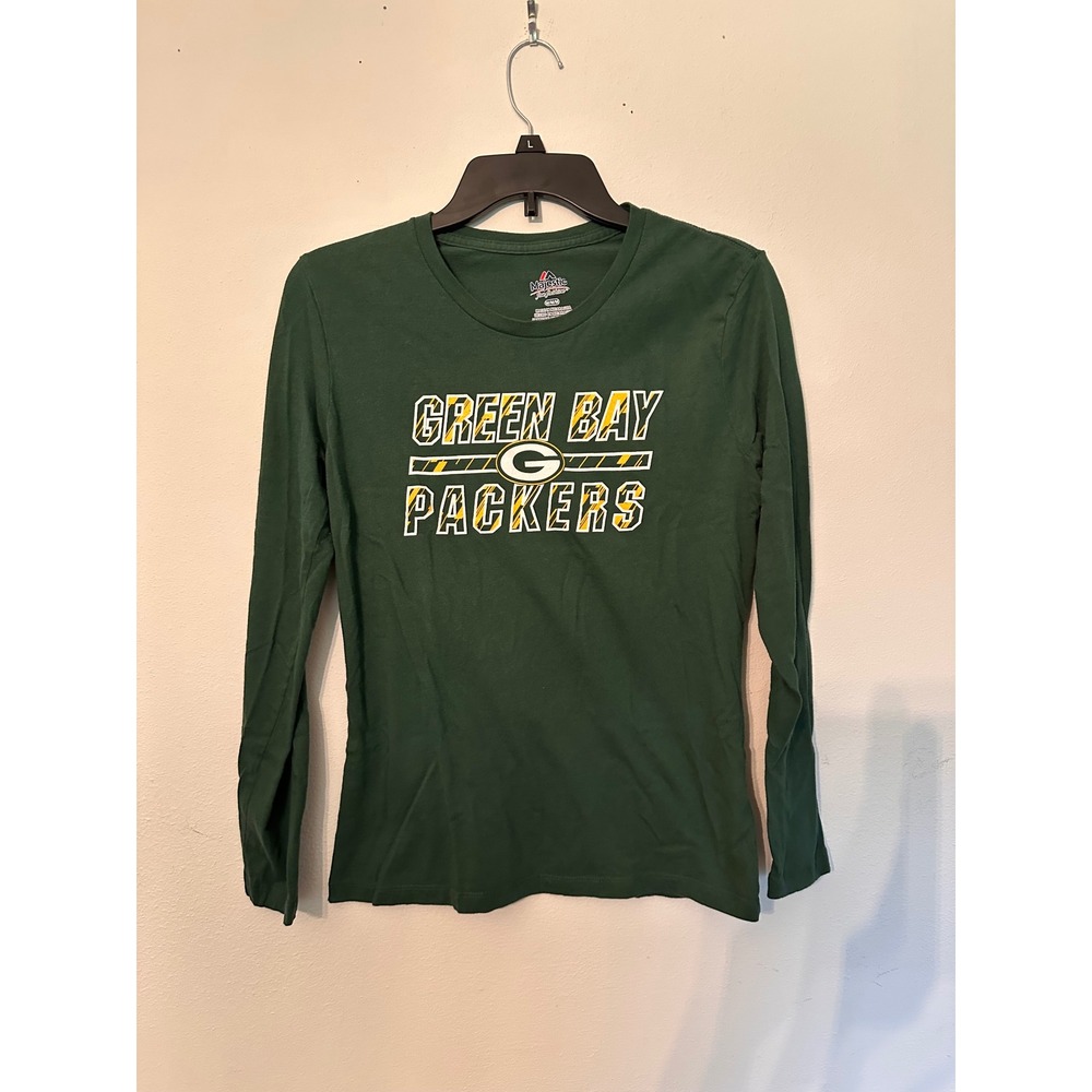 Majestic Green Bay Packers Top Womens Medium Green Excellent Long Sleeve NFL